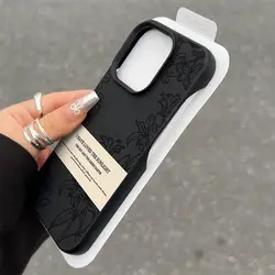 Sketch Flower Soft Case for iPhone 16 15 14 13 12 11 Pro Max 14 15 16 Plus New Half Pack Anti Drop and Anti Shock Phone Case