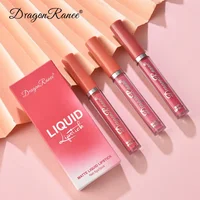 Ensemble de Rouges à Lèvres Liquides, Maquillage Longue Durée pour Femme, Cosmétiques de miles Coréens, 256 Rouges à Lèvres Imperméables, 3 Pièces 3