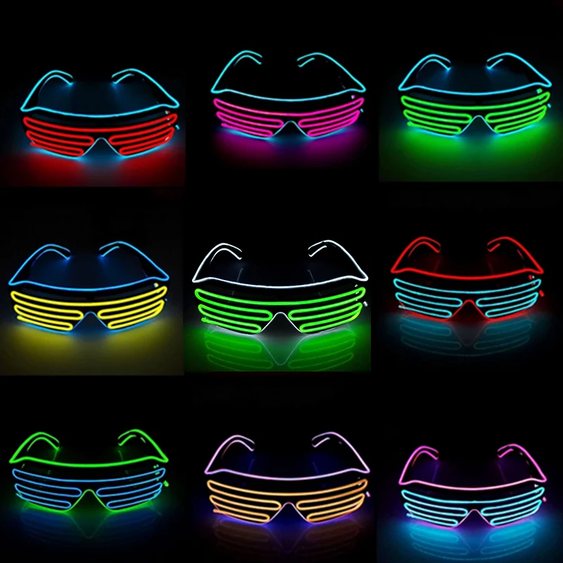 Light Up Two Color Window-shades Glasses Christmas Carnival Festival Dance Party Glasses Neon Light Eindow-blinds Glasses