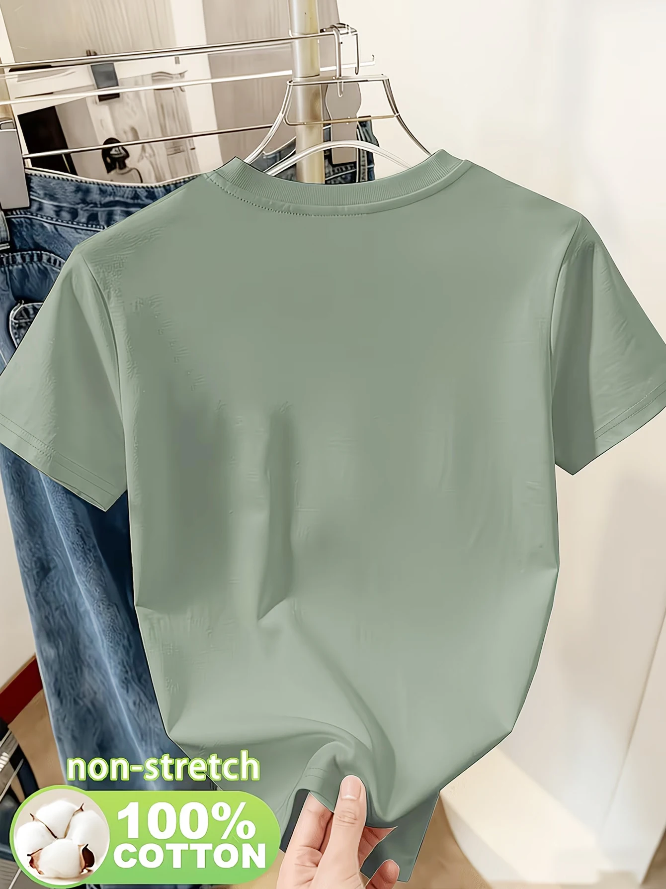 100% cotton, single piece, women’s solid-colored V-neck T-shirt,  rhinestone  cotton fabric, comfortable and breathable,