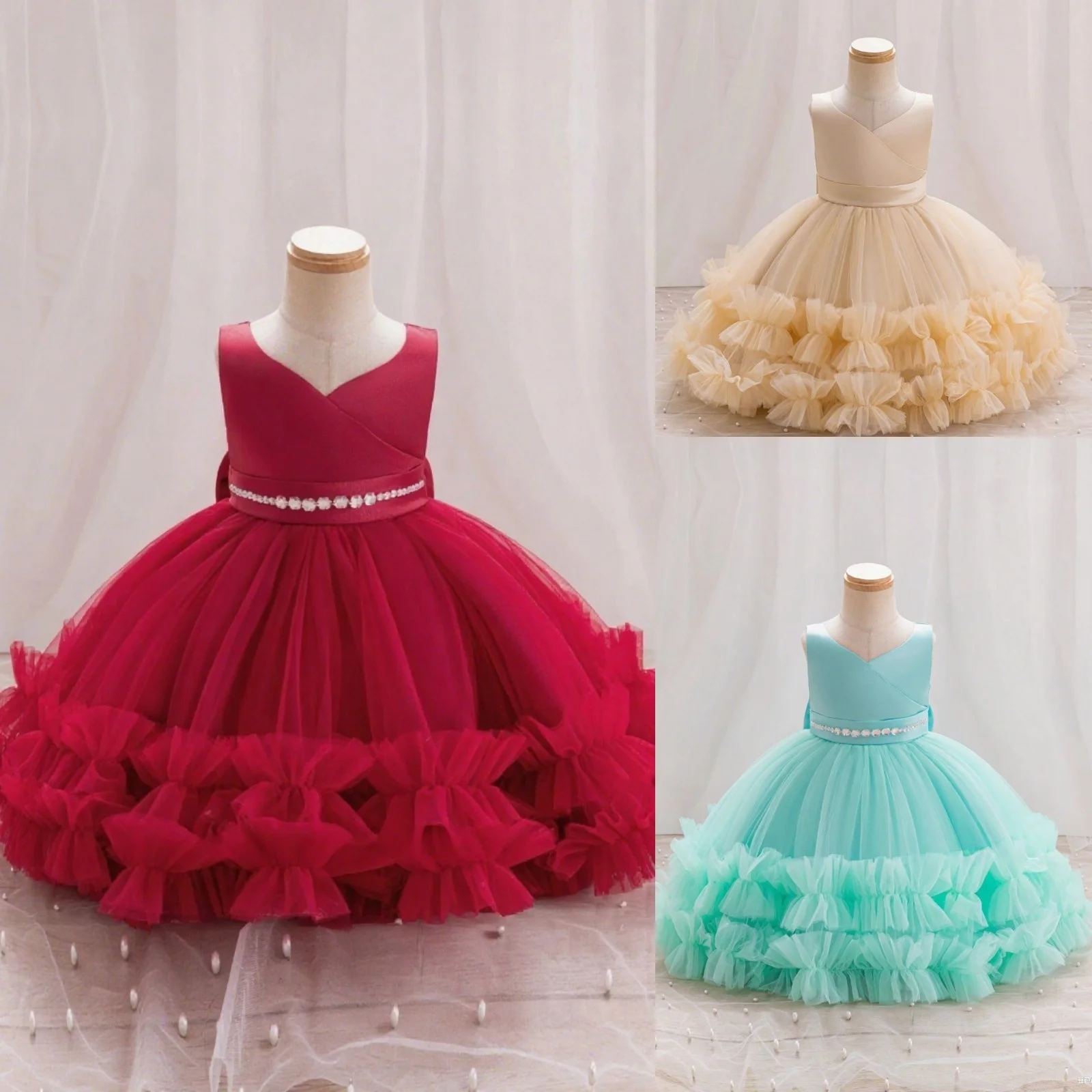 

New Girl Princess Dress Summer Children Elegant Flower Performance Dress Banquet Prom Gown Puffy Evening Dress Birthday Gift