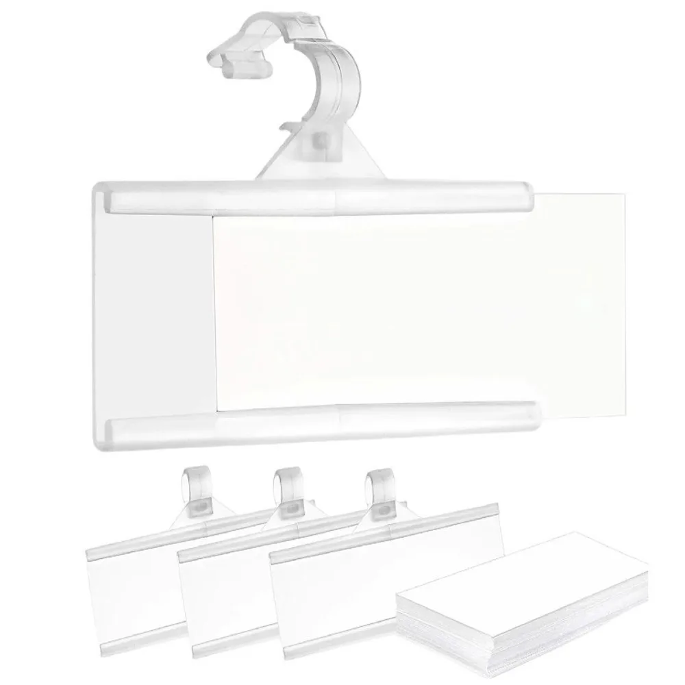 10Pcs Portable Plastic Price Tag Holder Translucent Hanging Sign Card Holder Snapon Lockon Plastic Hang Tag Wire Shelf