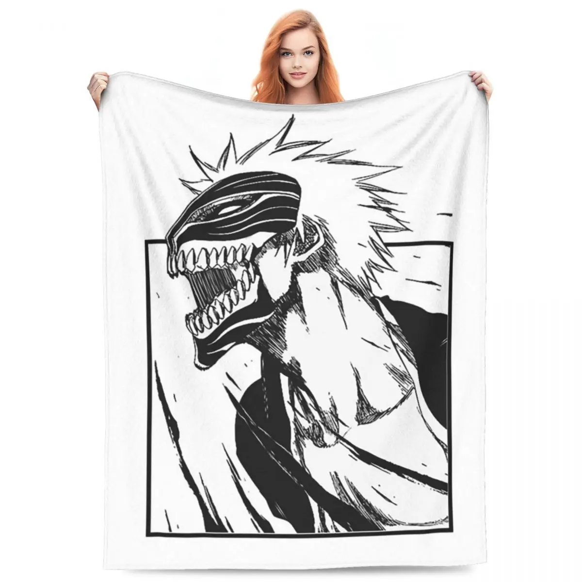 Ichigo Kurosaki Anime Blanket Fleece Sofa Throw Blanket Portable for Home Bedroom Office Throws Bedspread Quilt