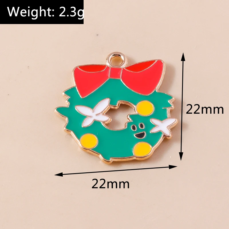 20 Stück 22x22mm Niedliche Emaille-Weihnachtskranz-Anhänger für Schmuckherstellung, Ohrringe, Halsketten, Armbänder, DIY-Bastelzubehör – Detail 1