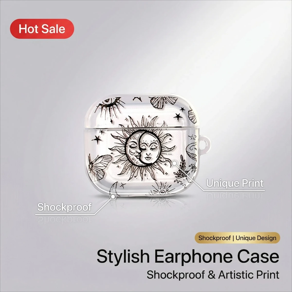 

Artistic Sun and Moon TPU Earphone Case for Airpods Pro3 4 3 2 Pro Pro2 Shockproof Cartoon Anime Soft Cases Protective Cover New