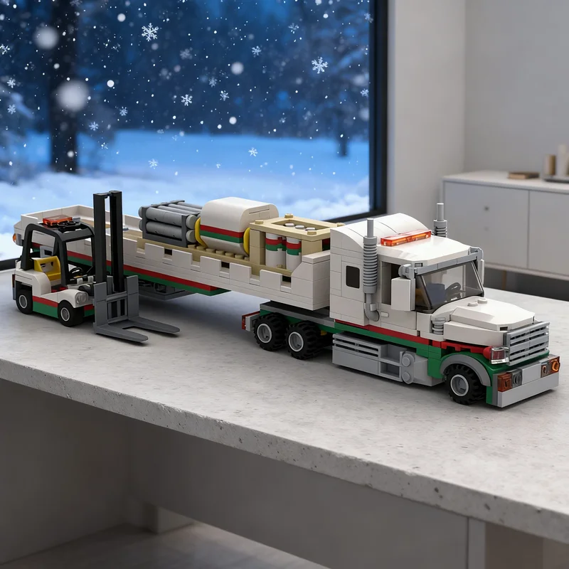 

598pcs MOC Octan Truck Flatbed Trailer City Cargo Model Building Blocks Creative DIY Gift Display Decor Assemble Premium Adult