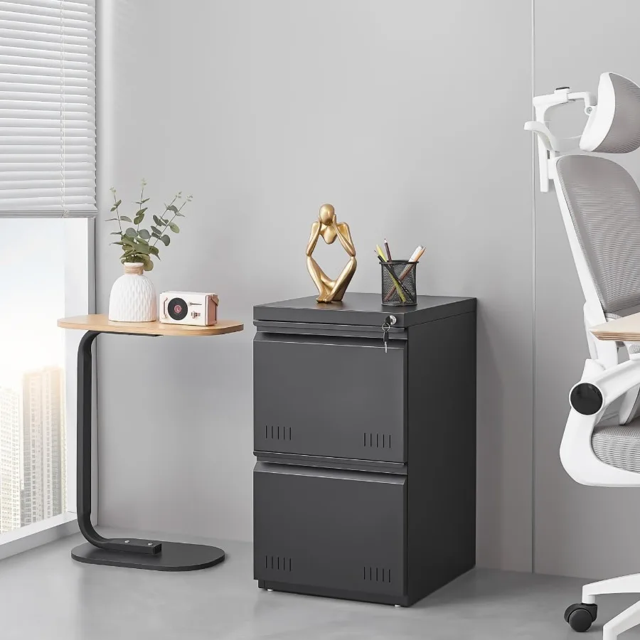 2 Drawer File Cabinets for Home Office, Vertical File Cabinet with Lock, Office Cabinet for A4/Letter/Legal Size, Under Desk Fi