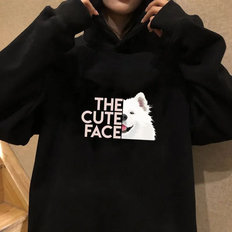 Smile Angel Samoyed Hoodie Women Unisex Sweatshirt Cartoon Long-sleeved Casual O-Neck Manga Print Cute Women Y2k Clothes