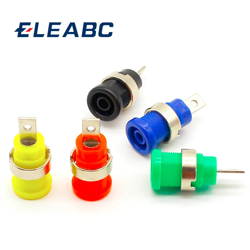 5pcs Banana plugs black+red+blue+yellow+green banana female jack binding post wire connector mix colors