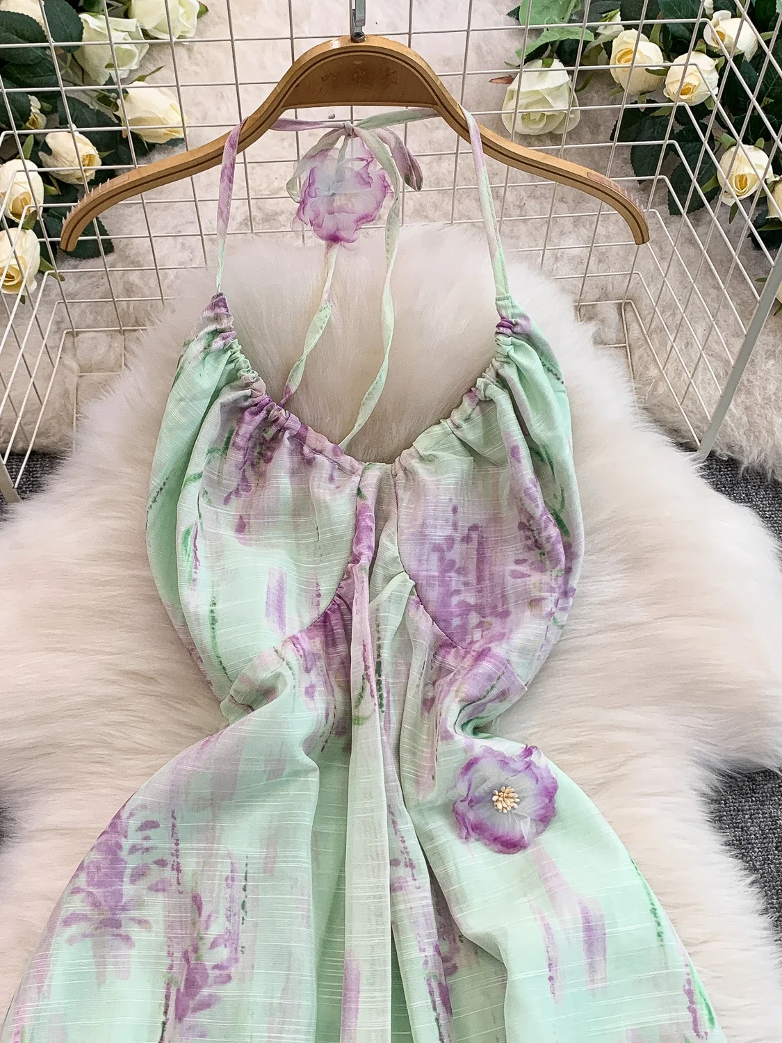 Ele v-ne ter Dr femmes vacances Sle imprimé t-shirt dimensionnel belle jupe de fée Unique trajet taille haute