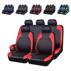 9pcs Car Seat Covers Full Set Waterproof Anti Slip PU Leather Seat Protection Covers Universal Auto Trucks Van SUV Accessories