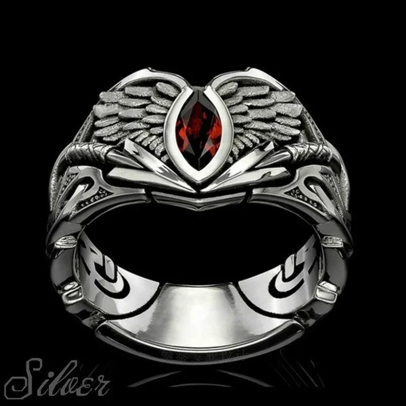 Luxury Jewelry Demon Eye Fallen Angel Wings Horse Eye Rings Trendy Gothic Engagement Ring for Women Unique Abyss Design