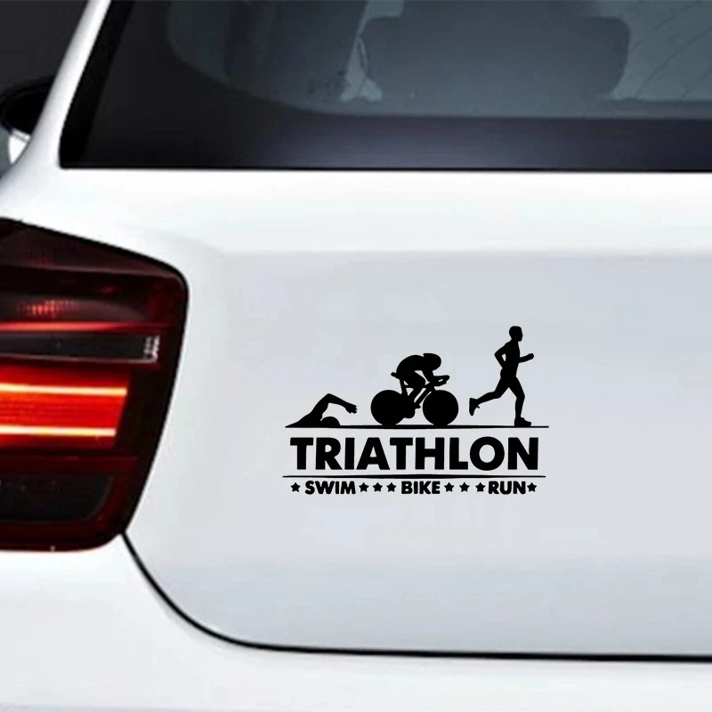 Car Stickers Triathlon Swim Bike Run Athlete Sport 3D Carbon Fiber Vinyl Motorcycles Decoration Stickers and Decals