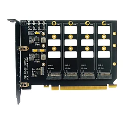 PCI-E 4.0 4x4 to M.2 4-Bays Expansion Card for M.2 NVMe Solid State Drive 2242 2260 2280 SSD PCIe X16 4.0 Gen 4 Adapter Card