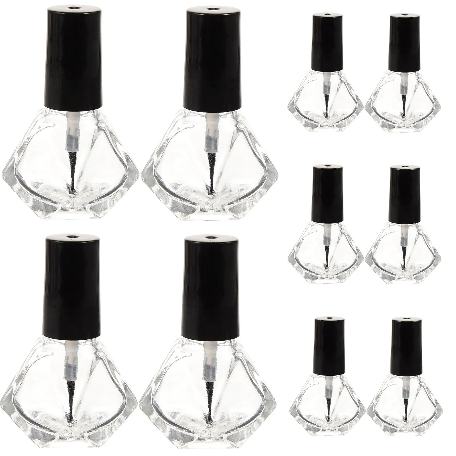 10Pcs Nail Polish Bottles Leak Proof Glass ABS Small Refillable Portable Empty Nail Gel Storage Container Travel Manicure Tool