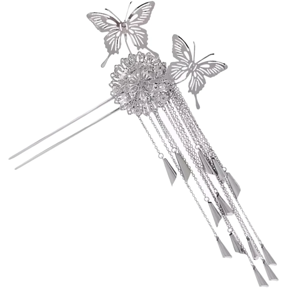 

Exquisite Butterfly Tassel Stick Chinese U-Shaped Metal Hairpin For Women Lightweight Cosplay Hair Accessories Vintage