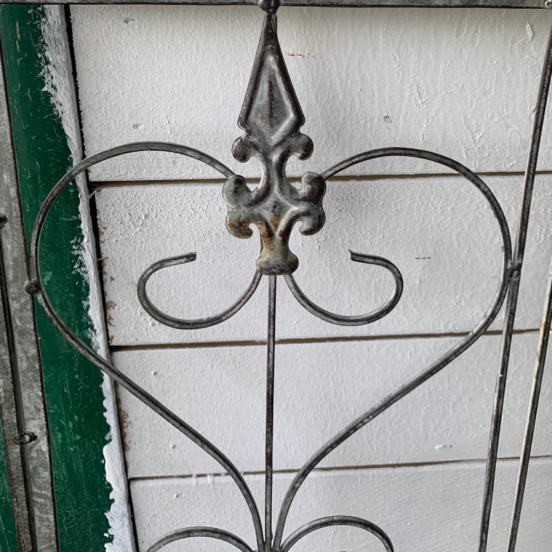 Rustic Vintage Iron Wall Decor Window Frame with Scrolled Hearts