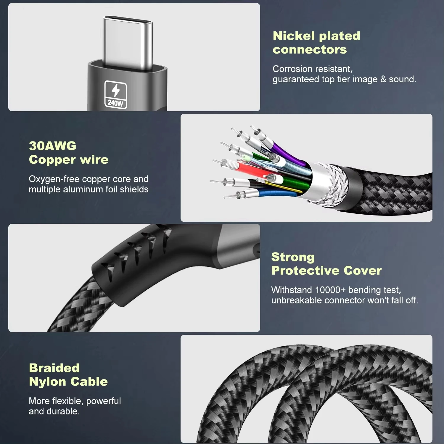 كابل تمديد USB4.0 من النوع C موسع USB-C متوافق مع 8K لـ Thunderbolt 4/3 شحن سريع مناسب لأجهزة الكمبيوتر المحمول MacBook Huawei