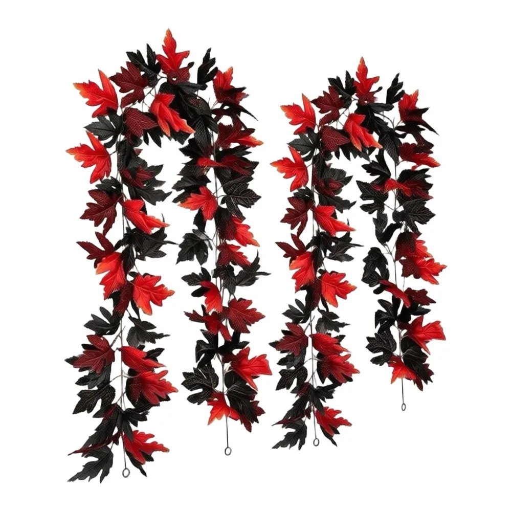 Black Synthetic Maple Leaves Vine 175cm Artificial Garland Decorations For Autumn Home Wedding Decor DIY Crafts