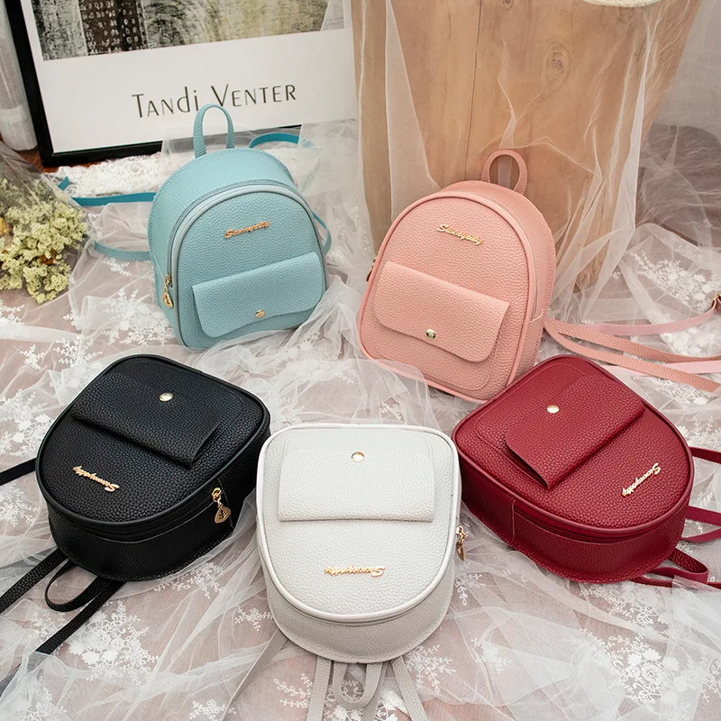 Women\'s bag 2024 new small fresh and cute letter mark backpack fashionable lychee pattern single shoulder oblique span small ba4