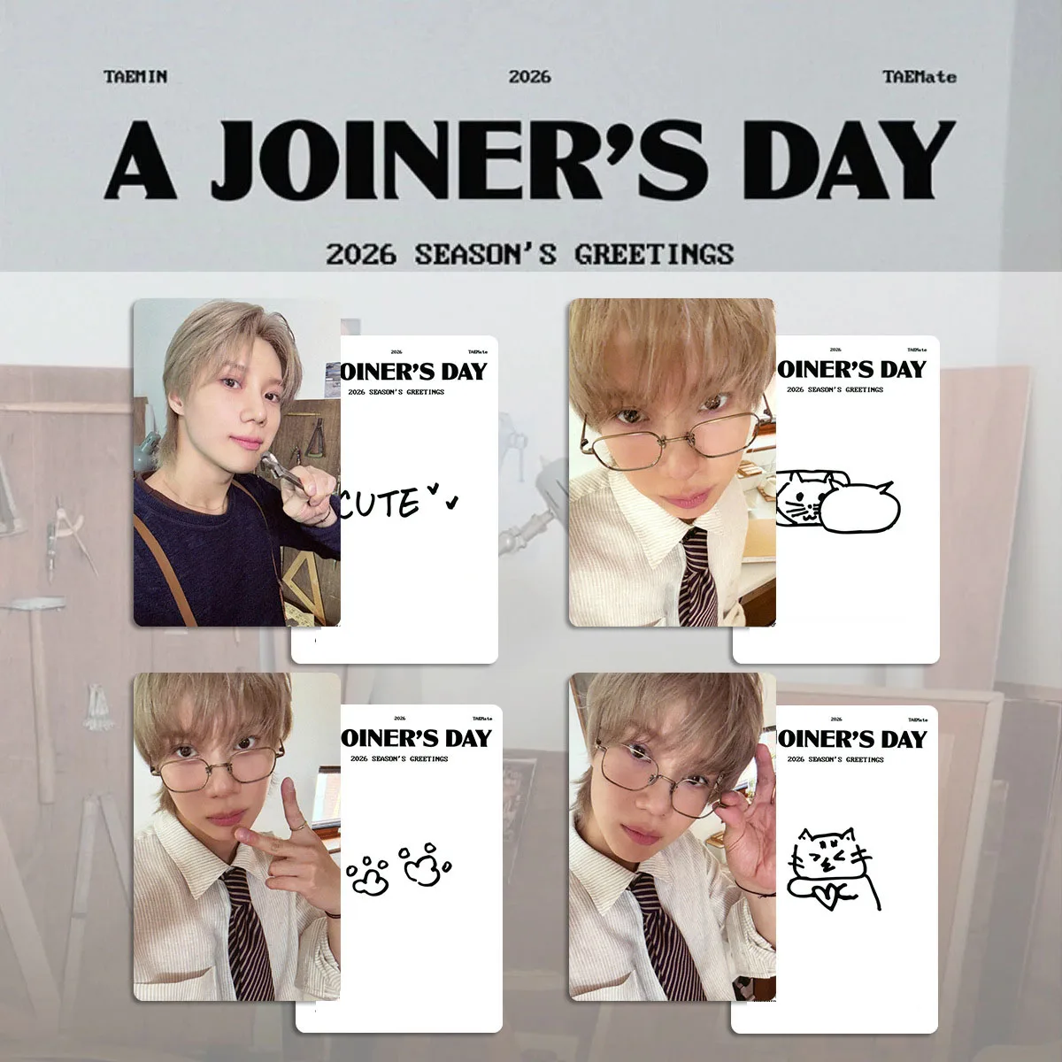 SHINEE 2026 поздравительная открытка сезона 4 шт./компл. двухсторонняя печать яркая пленка LOMO Card Jong Hyun Taemin коллекция фанатов подарок
