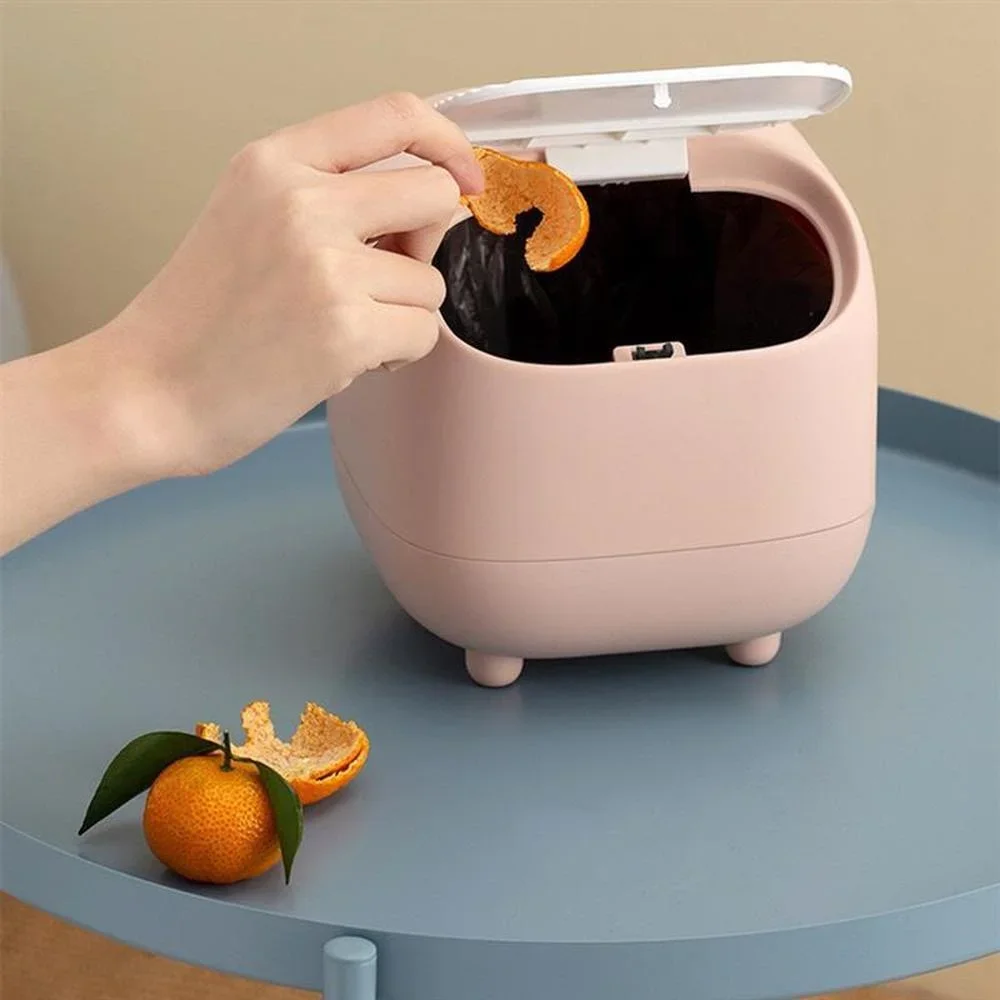 Mini Cute Waste Bin Desktop Small Trash Can with Lid Pressing Type Garbage Organizer Detachable Household Office Storage Bucket