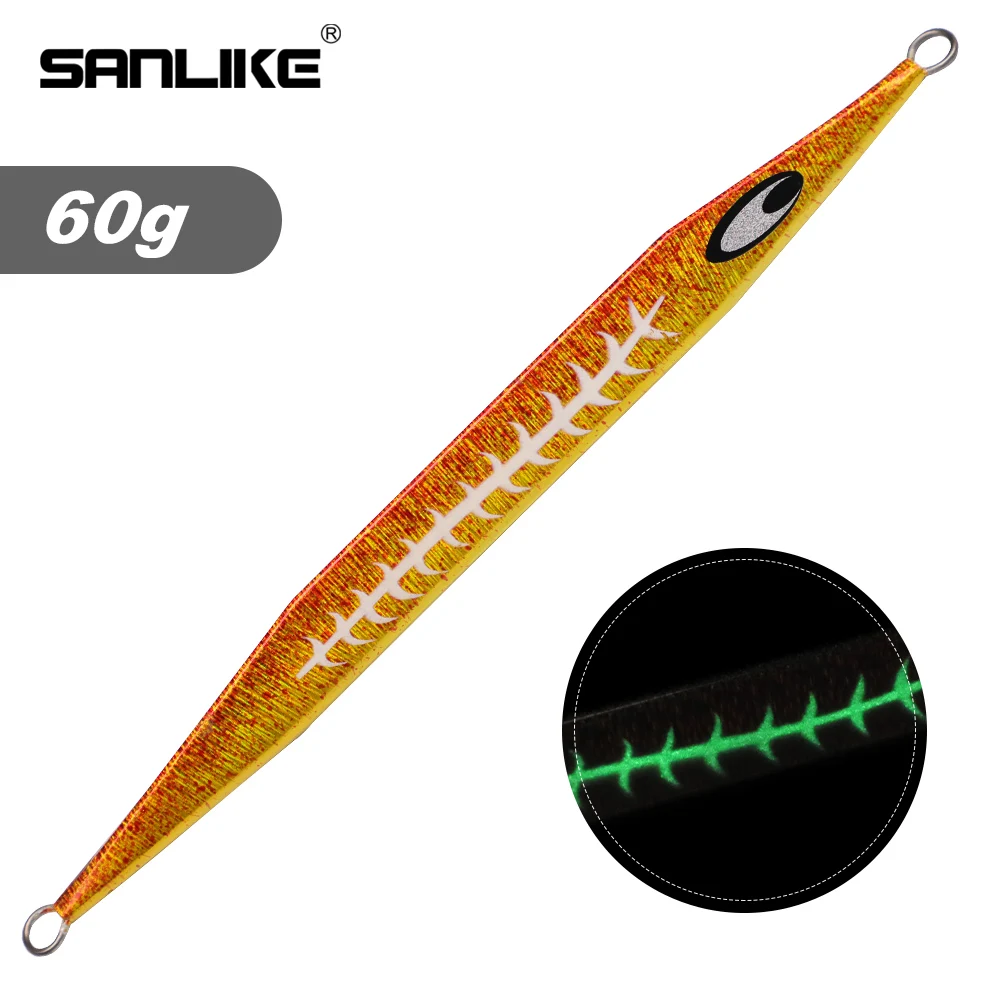 

SANLIKE 60g 80g 100g 200g 300g Orange Slow Metal Jig Jig Bait Lure Saltwater Drop Jig Slow Pitch Jig Fishing Lure