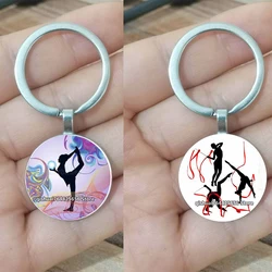 New Rhythmic Gymnastics Keychain Gymnast Cabochon Glass Design Keychain Pendant Memorial Gift Kawaii Gymnastics Dance Lover Gift