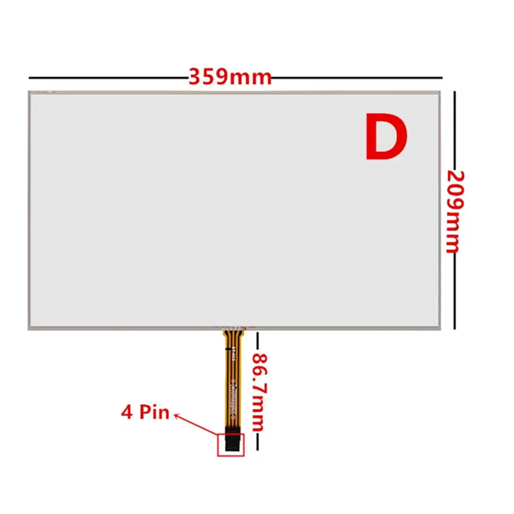 의료 산업 제어 장비용 터치 스크린 패널 유리, 15.6 인치 저항 디지타이저