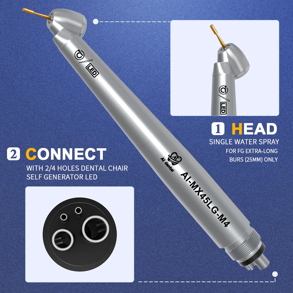 MX45LG Standard Head 45 Degree LED Self-Generator High Speed Handpiece Air Turbine Oral Hygiene Surgical Tools