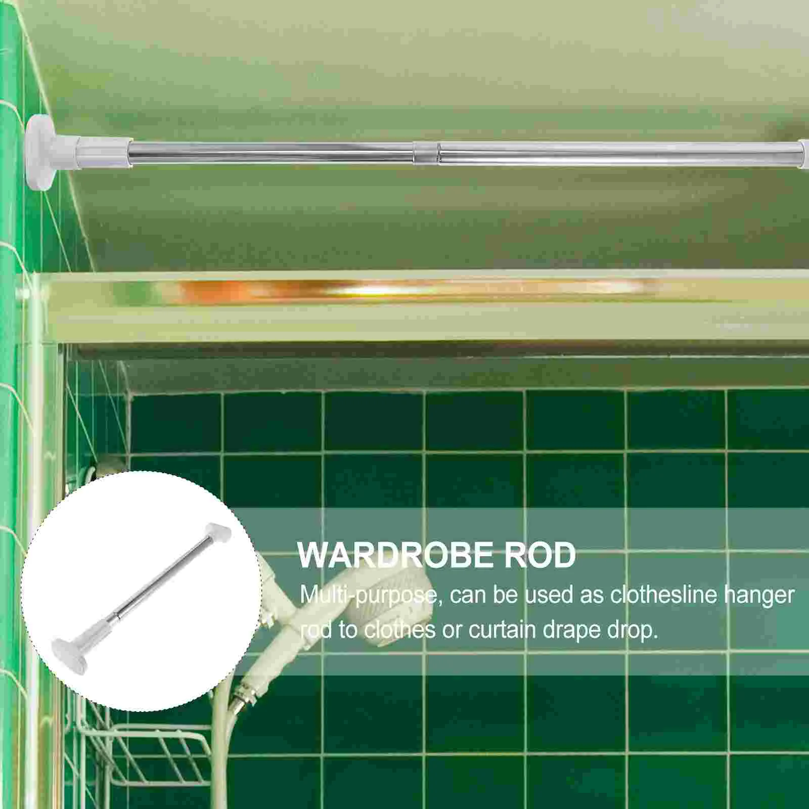 Curved Curtain Rod Curtain Compression Rods Hanger Rod Clothing Shower Curtain No Punching Wardrobe Clothes Drying Tension