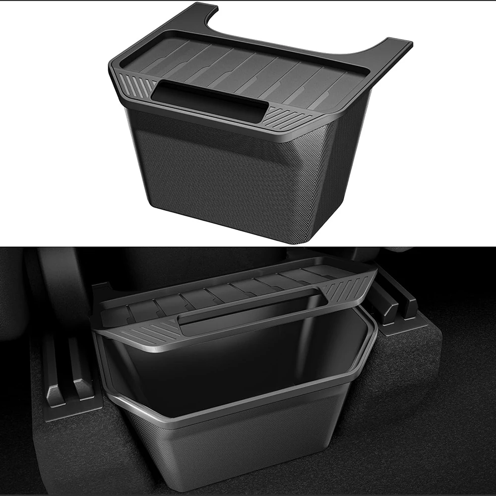 Newest for Model Y Rear Center Console Organizer TPE Backseat Storage Box Garbage Can with Anti-Slip Lid Cover Rear Bin 2nd Row