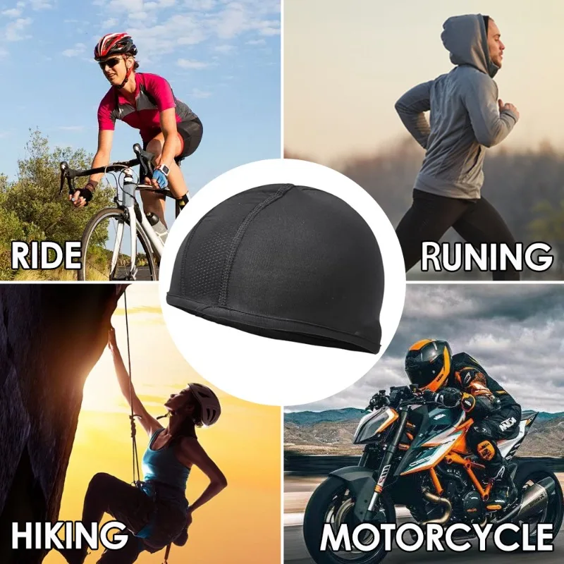 Motorcycle Cycling Cap Quick Dry Breathable Moisture Wicking Under Helmet Beanie Inner Lined Dome Sport Cap Motor Accessories