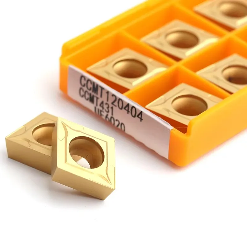 

10PCS Carbide Inserts CCMT120404 CCMT120408 VP15TF UE6020 US735 CNC Lathe Metal Cutter Tool CCMT Blade External Turning Tools