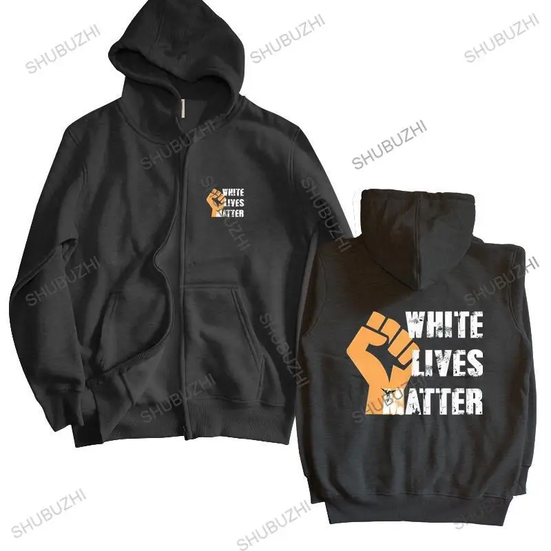 

homme cotton hoodies zipper White Lives Matter Tops sweatshirt zipper Civil Rights men shubuzhi brand winter hoody