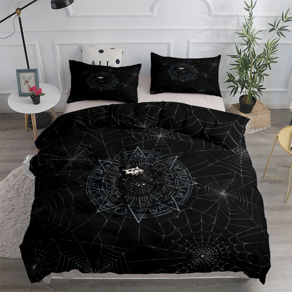 Gothic Spiderweb Duvet Cover Set King Queen Double Full Twin Single Bed Linen Set