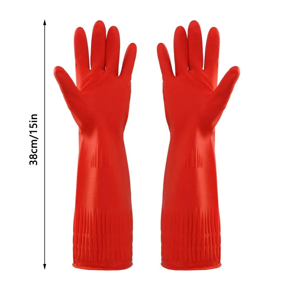 1 Pair Thick Extra Long Heavy Duty Rubber Gloves Thick Waterproof Car Washing Gloves Chemical Resistant Acid Oil Resistant