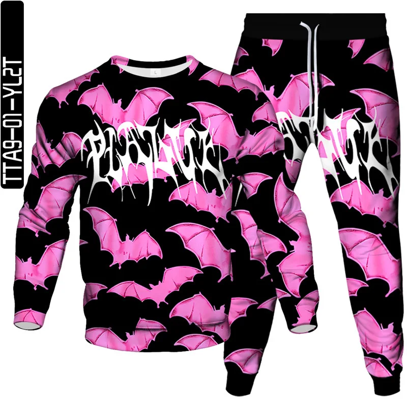 2023 Autumn Men Tracksuit Animal Bat Pig Dolphin Fish Print Sweatshirt Sweatpants 2 Pcs Sets Oversized Clothing Suits Size S-6XL