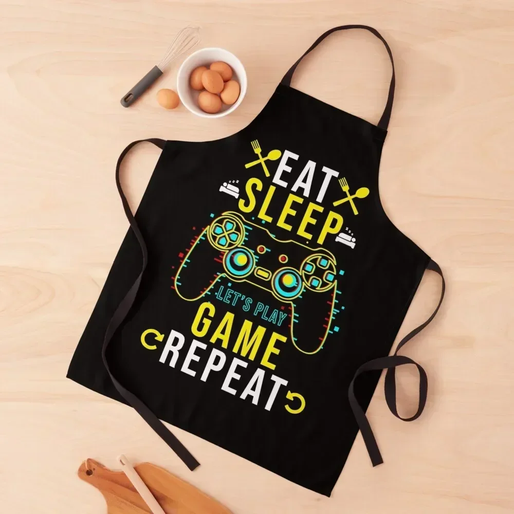 

EAT, SLEEP, GAME, REPEAT Apron Beauty kindergarten teacher Korean chef for man Apron