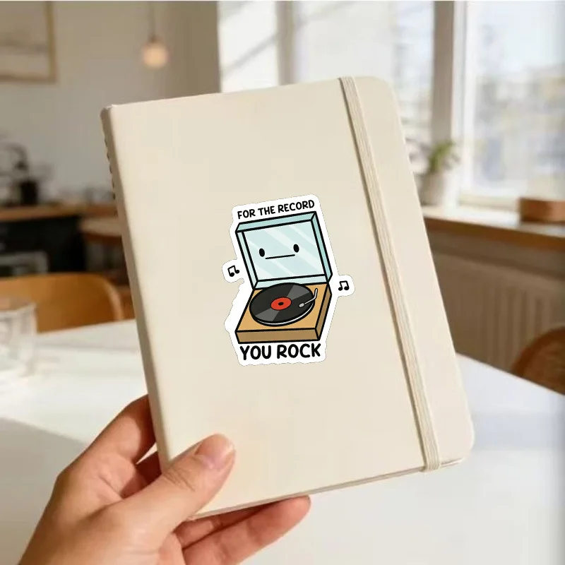For The Record You Rock Sticker, Cute Record Player Pun Vinyl Sticker, Music Lover Gift Decal