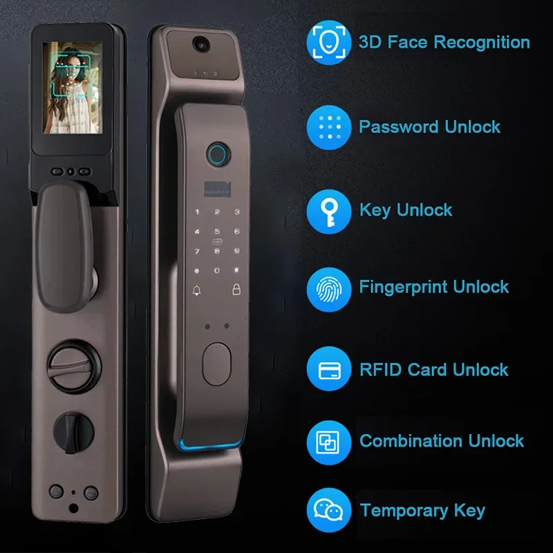 004 Smart Face ID Lock 3D Face Recognition Door Lock Work With WIFI APP Remote Unlock Capture Photo