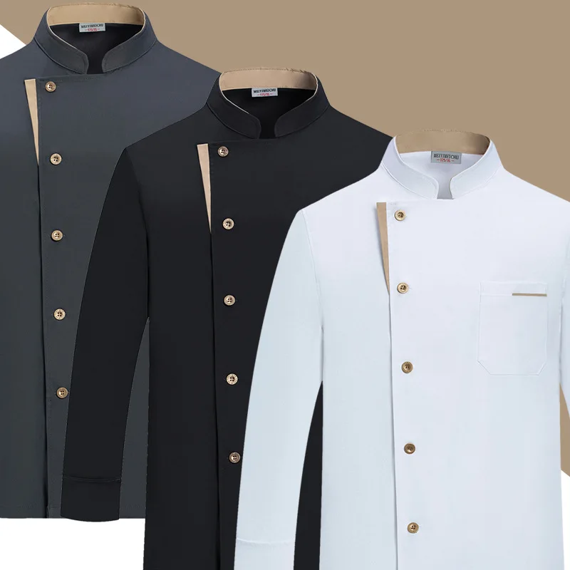 chef-overall met lange mouwen herfst- en wintercatering restaurant bakken heren- en dameskeukenwerkkleding met korte mouwen