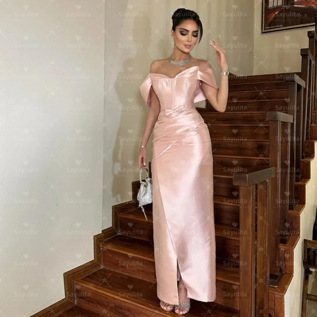 Sayulita 오프 숄더 댄스 파티 드레스 레이스 업 섹시한 백 이브닝 드레스 셔링 사이드 슬릿 웨딩 파티 신부 가운 맞춤형