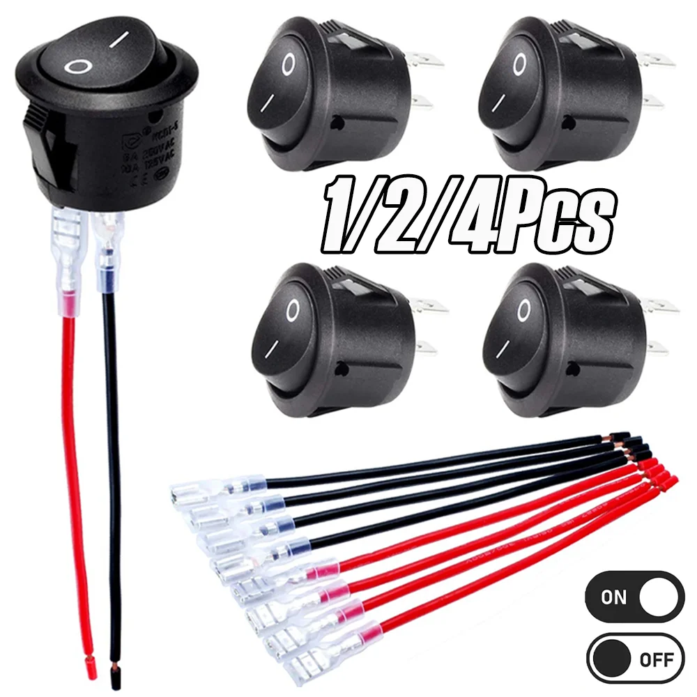 

1/2/4Pcs ON Off Round Rocker Switches Convenient 20mm Mini 12 Volt DC Mini Circle Toggle Switch 12V for Car Automotive RV 2 Pin