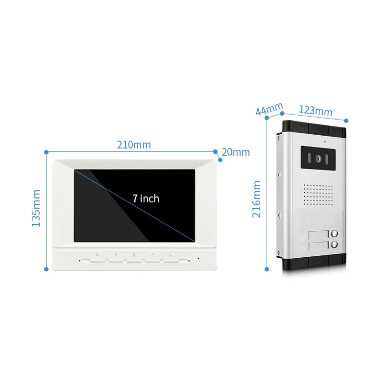 ビデオドアホン,電話ボタン,ロック解除,7インチ