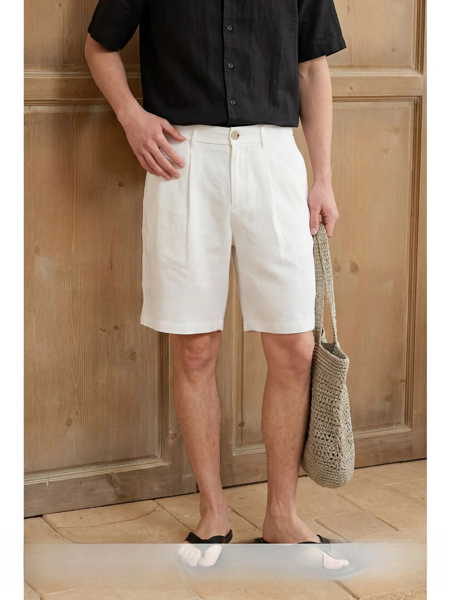 Cooling  Linen Men's Casual Five-Quarter Length Shorts Summer Fashionable City Commute Comfortable Elastic Waistband