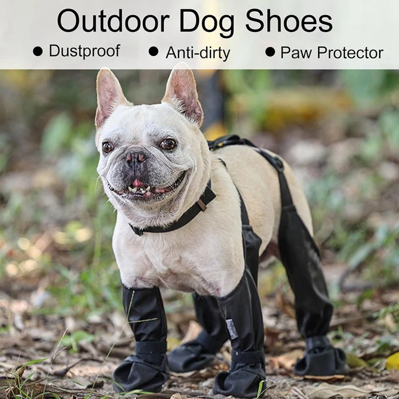 Soft French Bulldog Shoes Adjustable Waterproof Dog Boot Legging Non-Slip Breathable Dog Shoes Pet Paws Protector Durable