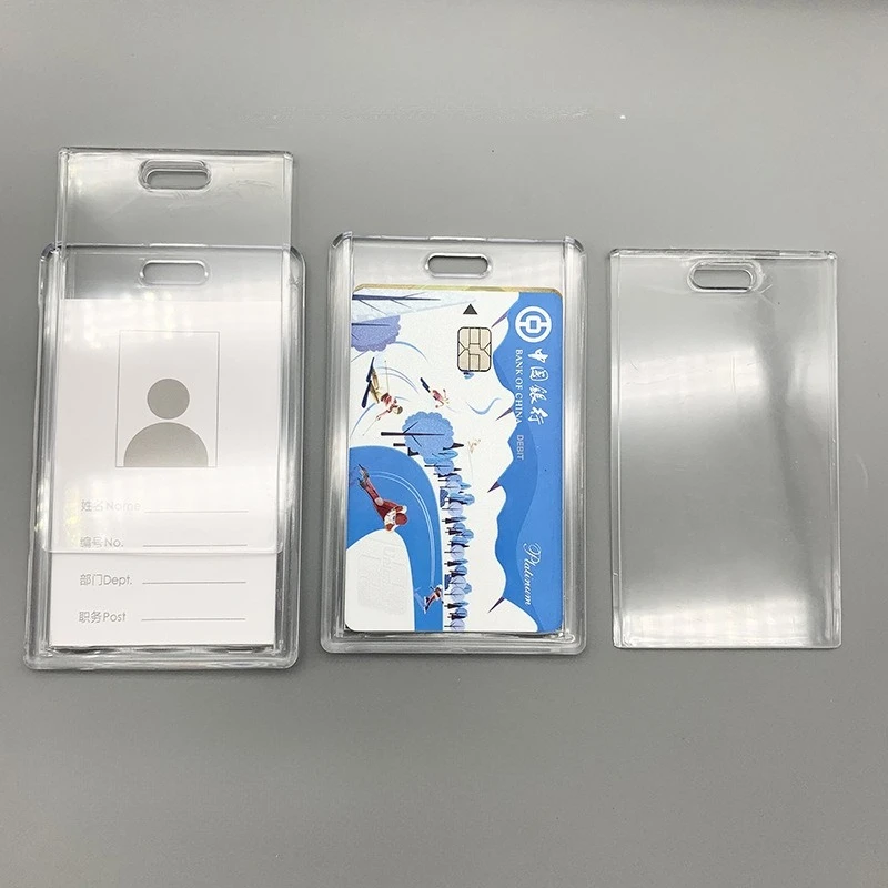 Transparent ID Work Card Holder with Neck Strap Lanyard Pass Credit Card Protector Cover Sleeve Badge Holder Working Permit Case