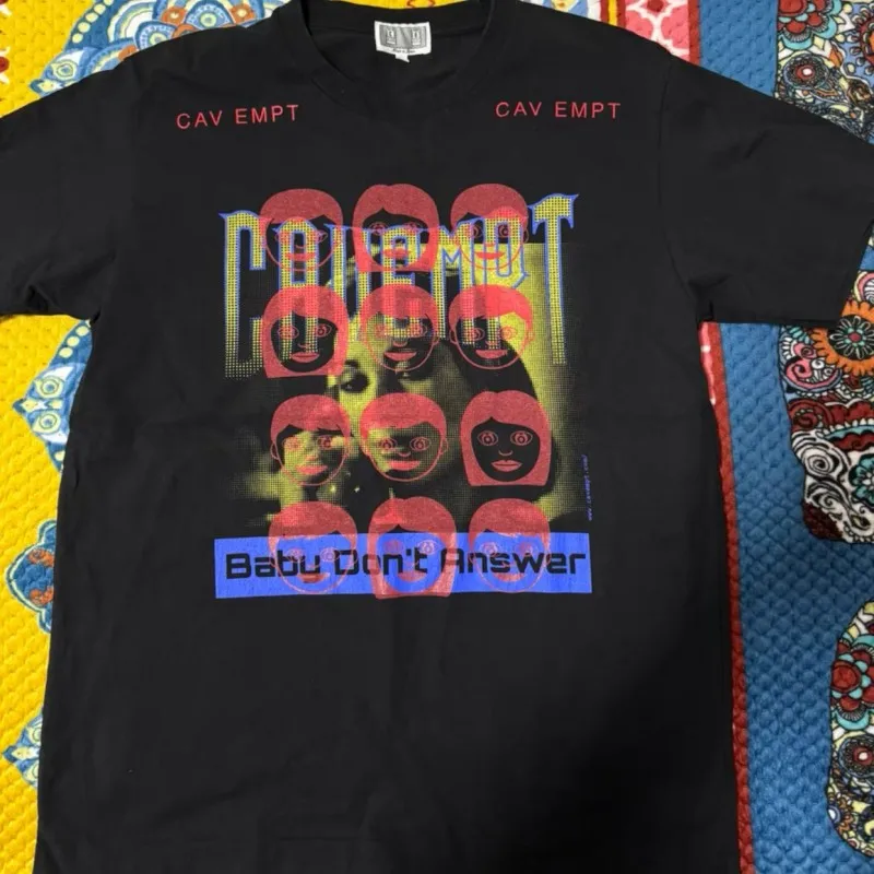 

Летние хлопковые футболки унисекс CAVEMPT 26ss с красочным принтом детских портретов, круглый вырез, короткий рукав, топы для мужчин и женщин