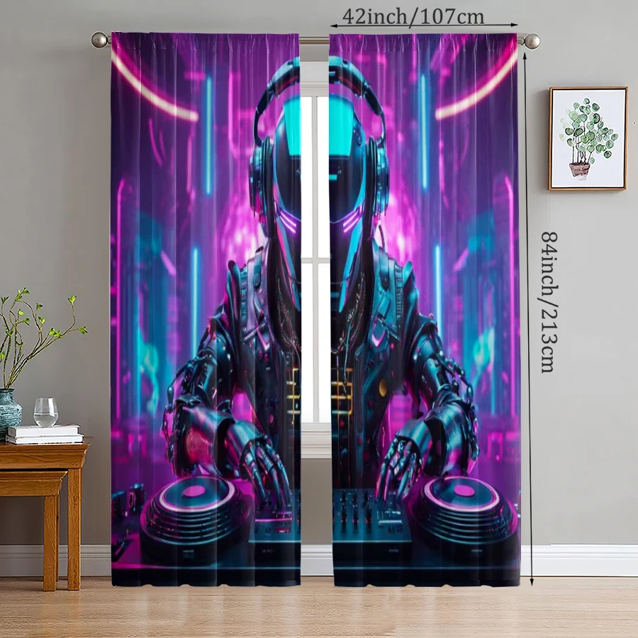 

2pcs- Cyberpunk printed curtains, pole bag curtains, home decoration, room decoration